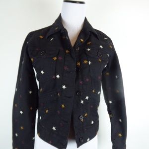 ISABEL MARANT ETOILE Star DENIM black embroidered JEAN trucker JACKET 36 S